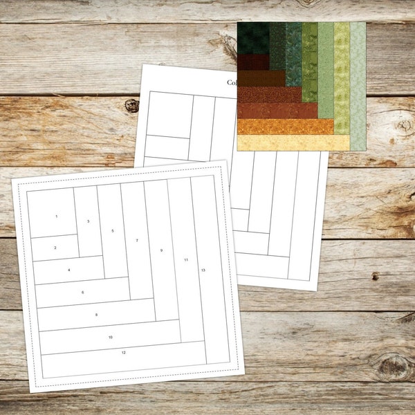 Foundation Paper Piecing (FPP) Templates|Chevron Log Cabin Block Pattern|4 finished block sizes: 6,8,10,12"|Digital PDF|Instant Download