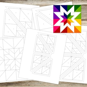 Foundation Paper Piecing (FPP) Templates|Double Star Quilt Block Pattern |4 finished block sizes: 6,8,10,12&quot;|Digital PDF|Instant Download