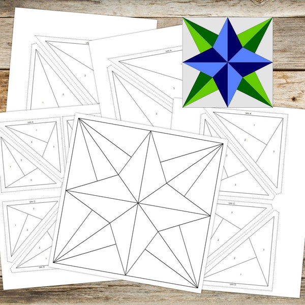 Foundation Paper Piecing (FPP) Templates|Blazing Star Quilt Block Pattern |4 finished block sizes: 6,8,10,12"|Digital PDF|Instant Download