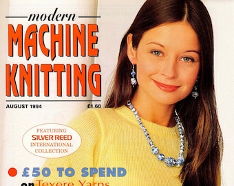 Vintage Knitting Machine Pattern Magazine|Modern Machine Knitting Aug. 1994|KnitMaster & Silver Reed Knitting Machines|Instant download PDF