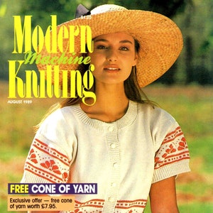 Vintage Knitting Machine Pattern Magazine|Modern Machine Knitting Aug. 1989|KnitMaster & Silver Reed Knitting Machines|Instant download PDF