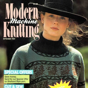 Vintage Knitting Machine Pattern Magazine|Modern Machine Knitting Sept. 1989|KnitMaster & Silver Reed Knitting Machines|Instant download PDF