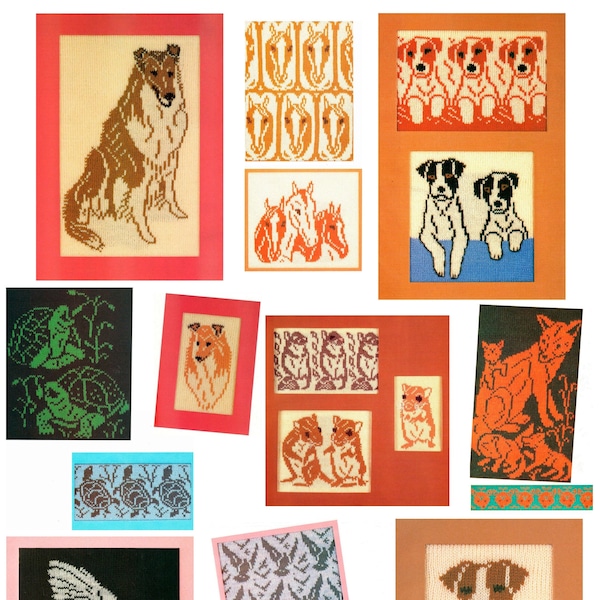 Patrones para Tarjetas Perforadas/Máquinas de Tejer Electrónicas/Colección Animales, Mascotas y Pájaros/19 Patrones/Vintage Años 90/Descargar versión (PDF)