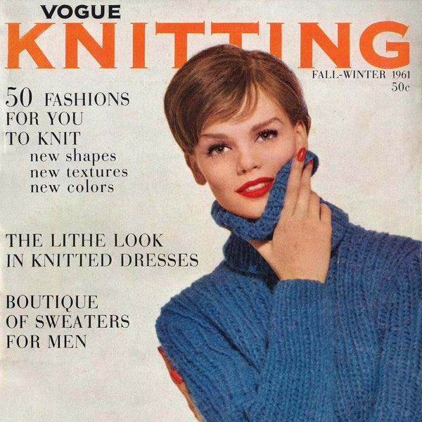 Vintage Knitting Pattern Magazine|VOGUE Knitting|Fall-Winter 1961|50 Fashions for You   to Knit|Instant Download PDF