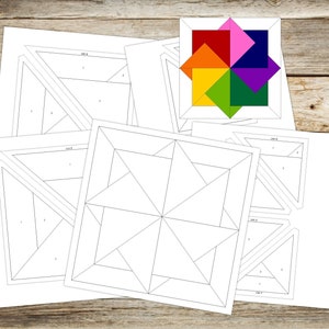 Modelos de emenda de papel de base (FPP)|Padrão de bloco de acolchoado com truque de cartão (2)|4 tamanhos de bloco acabados: 6,8,10,12"|PDF digital|Download instantâneo