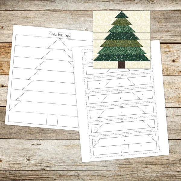 Foundation Paper Piecing (FPP) Templates|Christmas Tree Quilt Block Pattern2|4 finished block sizes: 6,8,10,12"|Digital PDF|Instant Download