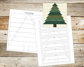 Foundation Paper Piecing (FPP) Templates|Christmas Tree Quilt Block Pattern2|4 finished block sizes: 6,8,10,12"|Digital PDF|Instant Download