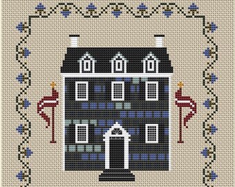 USA 250 Years Liberty House Cross Stitch Pattern, 1776-2026 Colonial Sampler PDF