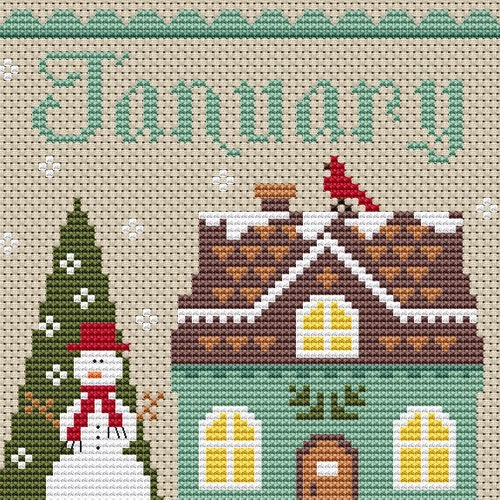 January Cross Stitch Patternjanuary Monthly Sampler Calendar Etsy