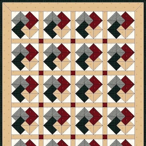 Digitales PDF|Kartentrick Quilt Block Muster|Traditionelle Quilt Block|Modern Patchwork|Sofort Download
