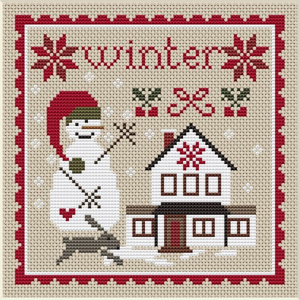 Winter cross stitch pattern,Primitive cross stitch pattern, House Sampler, Month of year,nursery decoration, PDF, Instant Download