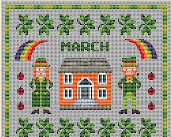 March Monthly Sampler Cross Stitch Chart PDF - Etsy