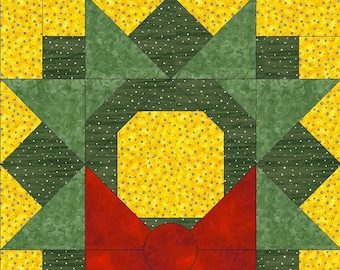 Digital PDF Quilt Pattern|Christmas Wreath|Modern Patchwork|Quilt Block Pattern