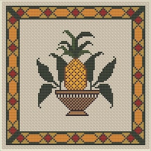 Pineapple Cross Stitch Pattern, Botanical Pineapple Cross Stitch PDF Pattern,Easy Cross Stitch Chart, Instant Download