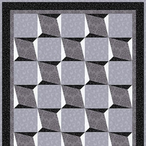 Digital PDF Quilt Block Pattern|3D Illusion (4) Quilt Block Pattern|Optical Illusion Quilt|3D Quilt|Modern Patchwork|Instant Download
