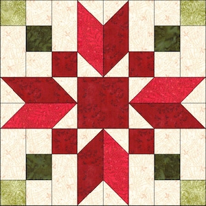 Digital PDF Quilt Pattern|Christmas Star 1|Modern Patchwork|Quilt Block Pattern