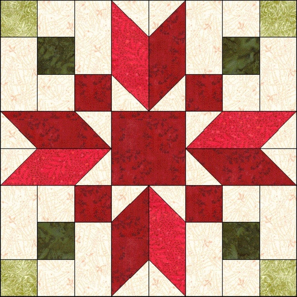 Digital PDF Quilt Pattern|Christmas Star 1|Modern Patchwork|Quilt Block Pattern