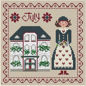 July House Cross Stitch Pattern, Calendar Girls (Digital download)