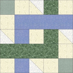 Digitales PDF Quilt-Block-Muster|Ineinander greifendes Quadrate Quilt-Block Muster|Modernes Patchwork|Instant Download