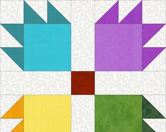 Digital PDF Quilt Block Pattern|Bear's Paw Quilt Block Pattern|Modern   Patchwork|Instant Download