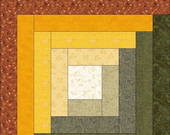 Digital PDF|Classic Log Cabin Quilt Block Pattern|Modern   Patchwork|Instant Download