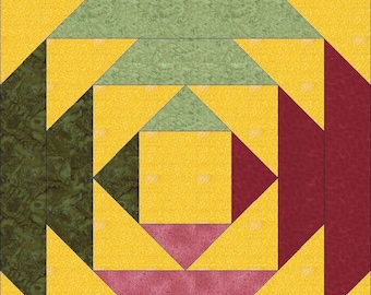 Digitales PDF Quilt-Block-Muster|Ananas-Blockhaus Quilt-Block Muster|Modernes Patchwork|Sofort Download