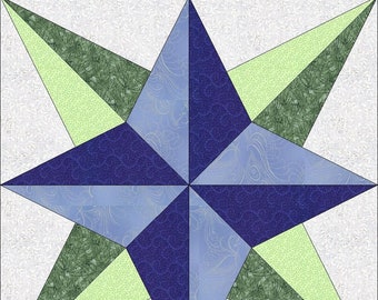 Digital PDF Quilt Block Pattern|Blazing Star Quilt Block Pattern|Modern Patchwork|Instant Download
