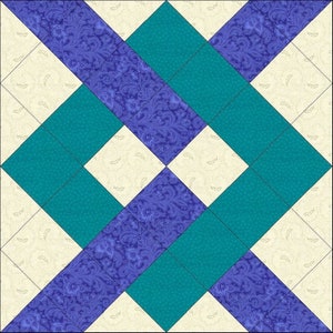 Digital PDF Quilt Block Pattern|Interlocking Chain Quilt Block Pattern|Modern Patchwork|Instant Download
