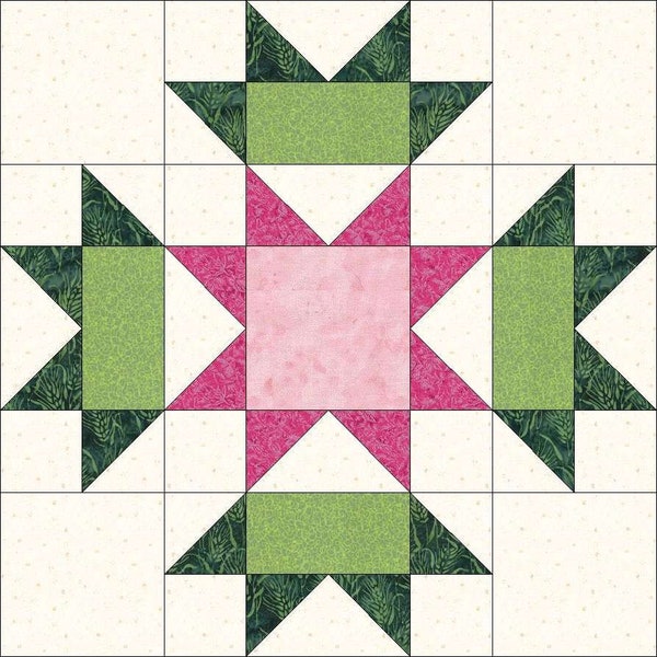 Digital PDF Quilt Block Pattern|Quilt Block Connemara Flower|Irish Quilt Block Pattern|Modern   Patchwork|Instant Download