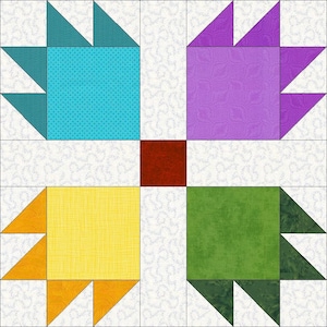 Digital PDF Quilt Block Pattern|Bear&#39;s Paw Quilt Block Pattern|Modern   Patchwork|Instant Download