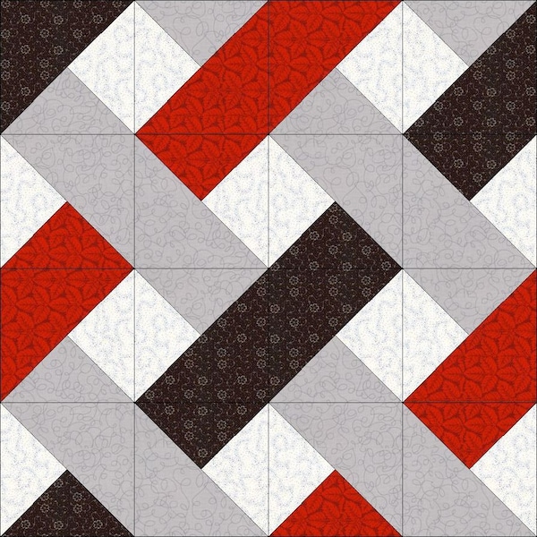 Digital PDF Quilt Block Pattern|Easy Woven Quilt Block Pattern|Modern Patchwork|Instant Download