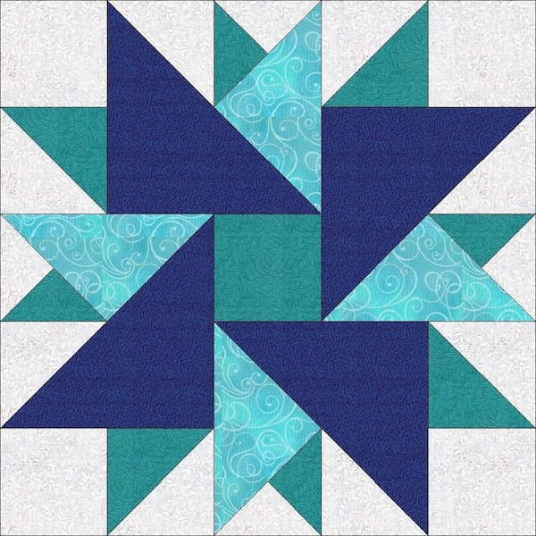 Digital PDF Quilt Block Pattern|Double Aster Quilt Block Pattern|Modern Patchwork|Instant Download