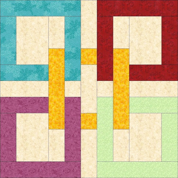 Digital PDF Quilt Block Pattern|Celtic Squares Quilt Block Pattern|Modern Patchwork|Instant Download