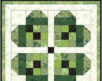 Digital PDF Quilt Block Pattern|Four Leaf Clover Heart Quilt Block Pattern|Modern Patchwork|Instant Download
