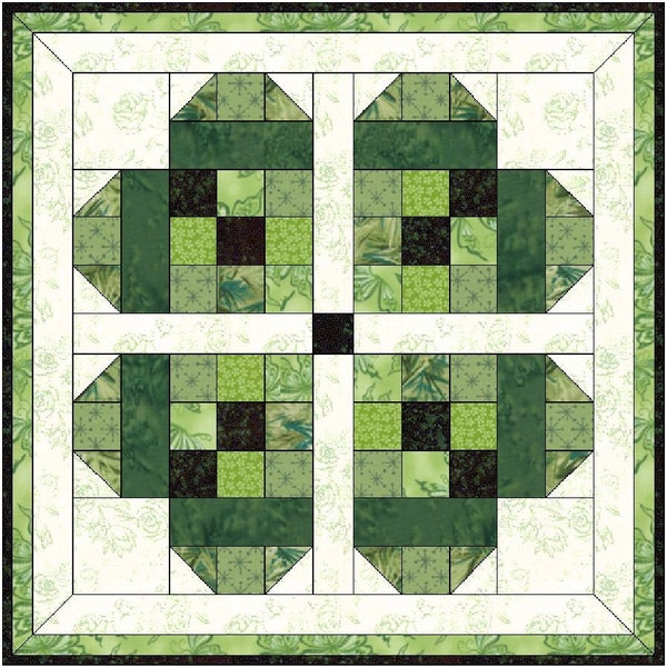 Digital PDF Quilt Block Pattern|Four Leaf Clover Heart Quilt Block Pattern|Modern Patchwork|Instant Download