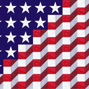 Digital PDF Quilt Block Pattern|American Flag Quilt Pattern|Patriotic Quilt Pattern|Modern Patchwork|Instant Download