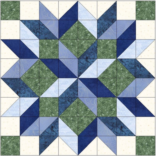 Modèle de bloc de courtepointe numérique PDF|Motif de bloc de courtepointe étoile du menuisier|Patchwork moderne|Téléchargement instantané