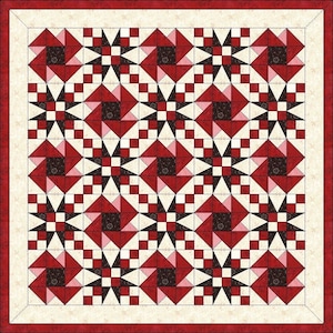 Modello di blocco trapunta PDF digitale/Modelli di blocchi a girandola e a stella/Patchwork moderno/Download immediato