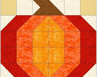 Digital PDF Quilt Block Pattern|Pumpkin Quilt Block Pattern|Modern Patchwork|Instant Download
