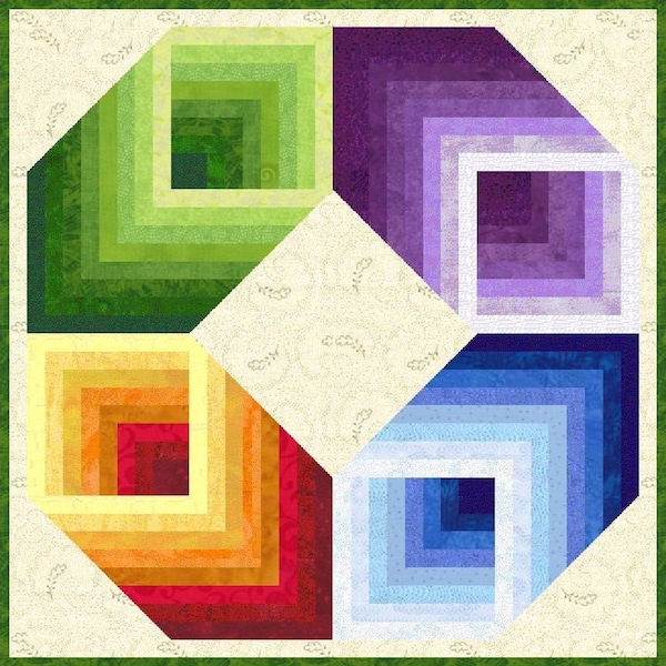 Digital PDF Quilt Block Pattern|Rainbow 3D Illusion Quilt Block Pattern|Modern Patchwork|Instant Download