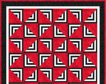 Digital PDF Quilt Block Pattern|Optical Illusion (6) Quilt Block Pattern|Optical Illusion Design|Log Cabin|ModernPatchwork|Instant Download