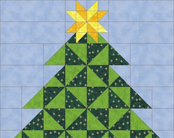 Digital PDF | Christmas Tree (4) Quilt Block Pattern | Modern Patchwork | Instant Download