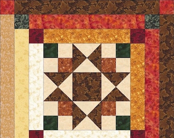 Digital PDF|Log Cabin Double Star Quilt Block Pattern|Modern Patchwork|Instant Download|374