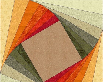 Digital PDF Quilt Block Pattern|Twisted Log Cabin Quilt Block Pattern|Modern Patchwork|Instant Download