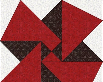 Digital PDF Quilt Block Pattern|Pinwheel Quilt Block Pattern|Modern Patchwork|Instant   Download