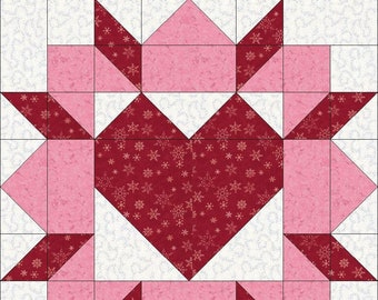 Digital PDF Quilt Block Pattern|Heart Quilt Block Pattern|Modern Patchwork|Instant Download