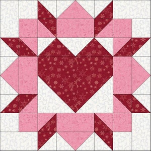 Digital PDF Quilt Block Pattern|Heart Quilt Block Pattern|Modern Patchwork|Instant Download