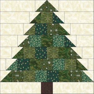 Digital PDF|Christmas Tree (2) Quilt Block Pattern|Modern Patchwork|Instant Download