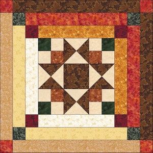 Digital PDF|Log Cabin Double Star Quilt Block Pattern|Modern Patchwork|Instant Download|374