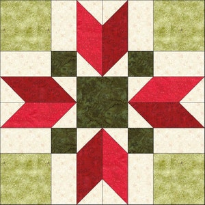 Digital PDF Quilt Pattern|Christmas Star 2|Modern Patchwork|Quilt Block Pattern